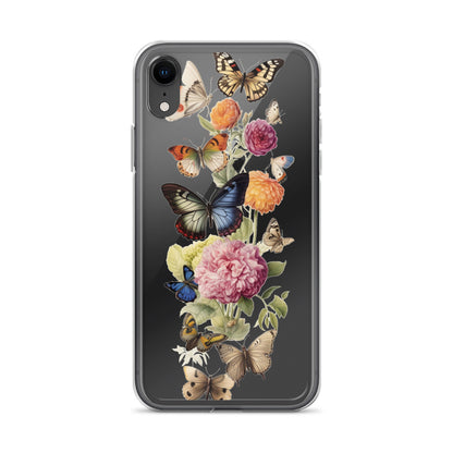 Vintage Butterfly Floral Clear iPhone® 14 Pro Max Case, Flowers Print Cute Aesthetic iPhone 13 12 11 Mini SE XS Max XR X 8 7 Transparent Starcove Fashion