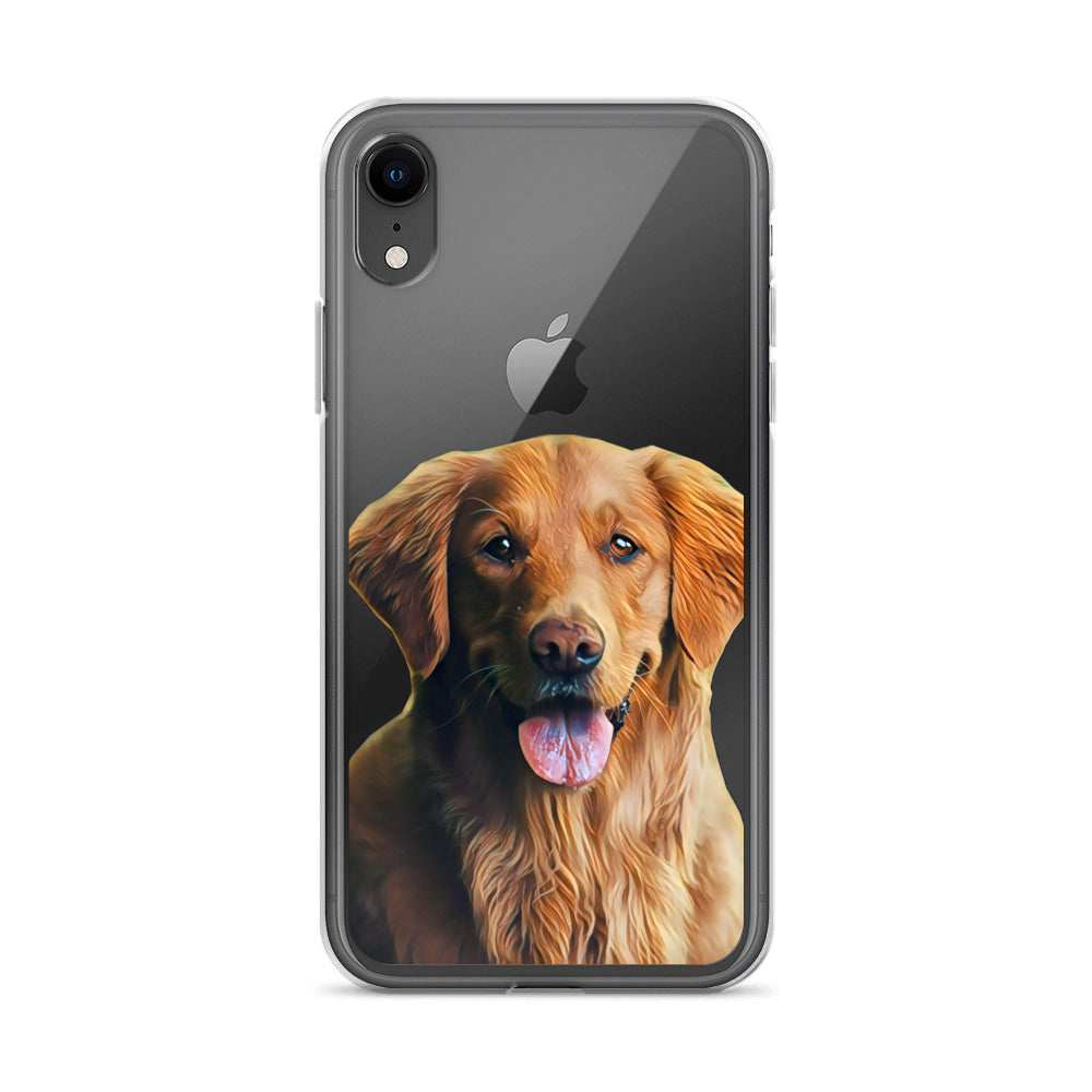 Custom Pet Portrait Clear Phone Case, iPhone 15 14 13 12 11 Pro Max Mini 8 7 X Xr Plus Dog Lover Owner Painting Personalized Transparent