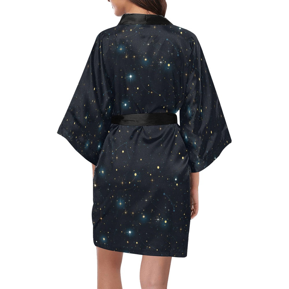 Celestial Robe Constellation Space Kimono Robe, Galaxy Celestial Universe Blue Stars ...