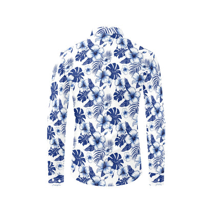 white floral dress shirt Au Noir 10th ANNIVERSARY Shirt Valencia Floral White Blue