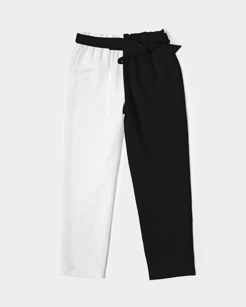 Half Black White Women Dress Pants Pockets, Two Toned Color Split Tape Starcove Fashion Half Black White Women Dress Pants Pockets, Two Toned Color Split Tape Starcove Fashion