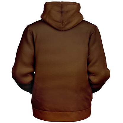 Brown Ombre Zip Up Fleece Lined Hoodie, Gradient Heavyweight Full Zipper Pocket Men Women Unisex Aesthetic Graphic Hooded Sweatshirt Jacket