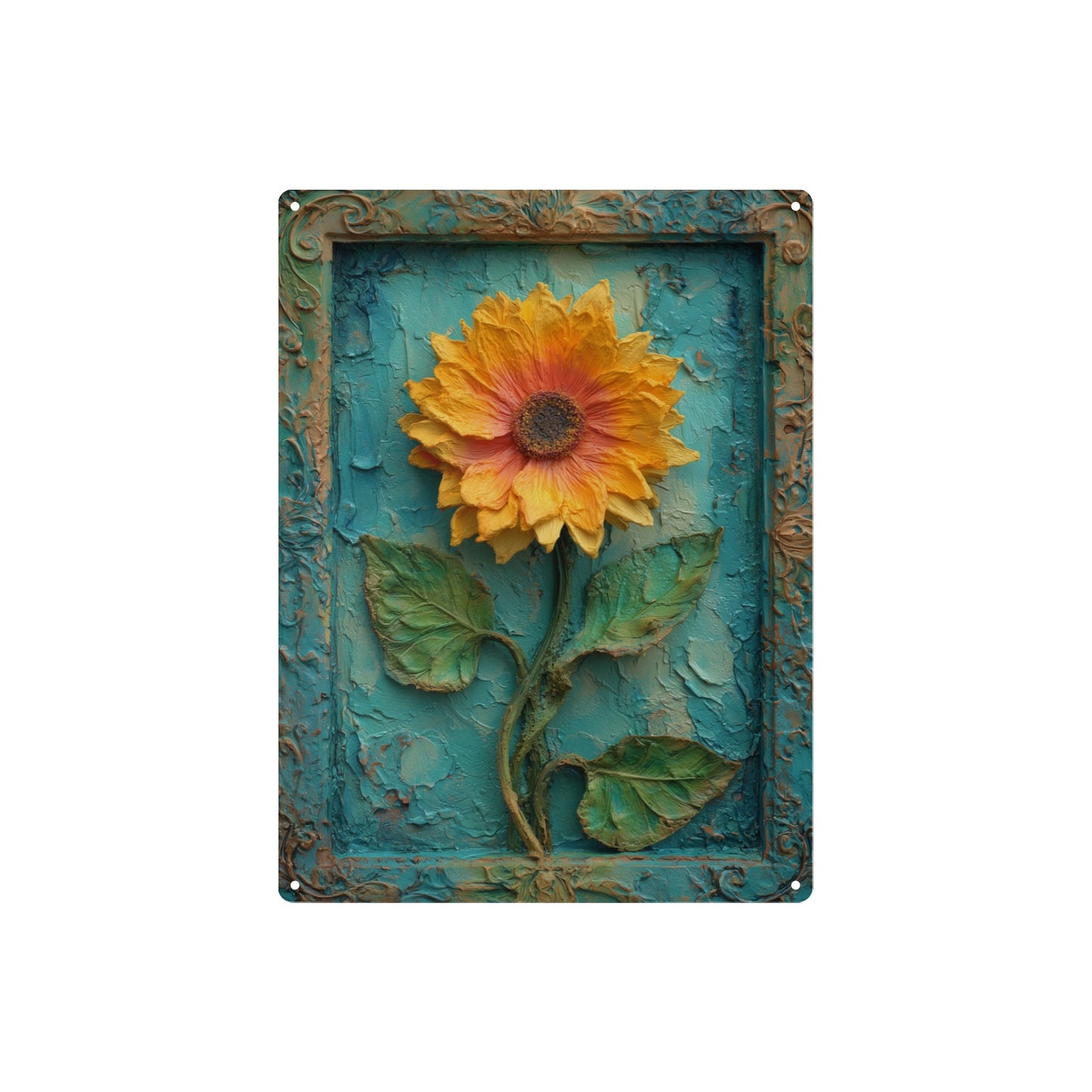 Sunflower Metal Tin Signs, Yellow Flower Printed Farmhouse Vintage Retro Wall Art Hanging Garage Tacker Outdoors Exterior Kitchen Entryway