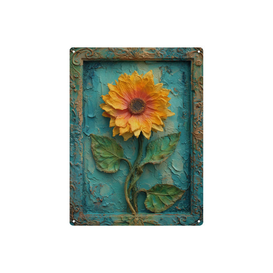 Sunflower Metal Tin Signs, Yellow Flower Printed Farmhouse Vintage Retro Wall Art Hanging Garage Tacker Outdoors Exterior Kitchen Entryway