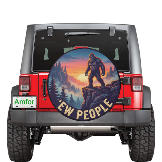 Bigfoot Spare Tire Cover,  Sasquatch Funny People Rear Extra Backup Camera Hole Wheel Unique RV Back Cars Trailer Campers Waterproof