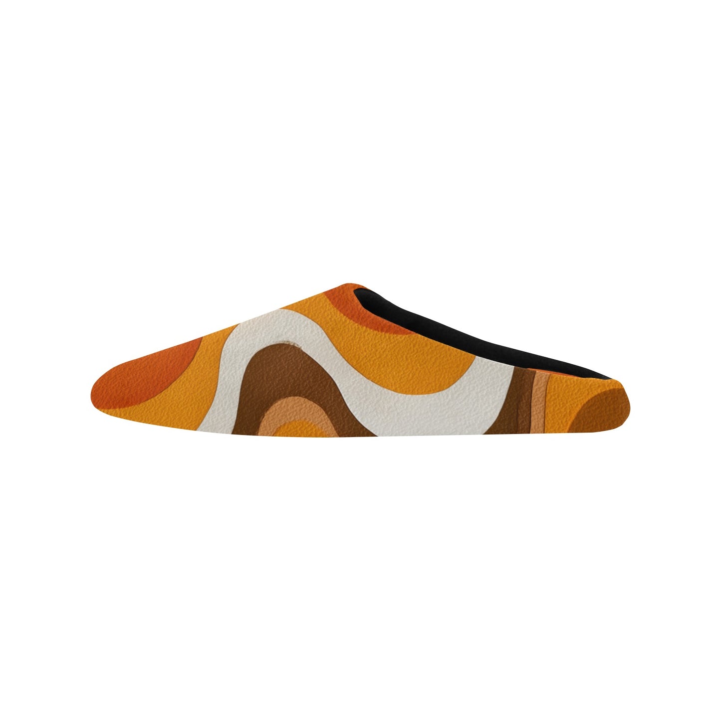 Retro Brown Women's Slippers, Vintage Orange 70s Ladies House Slide Cute Handmade Bedroom Warm Winter Cozy Designer Slip On Cotton Shoes