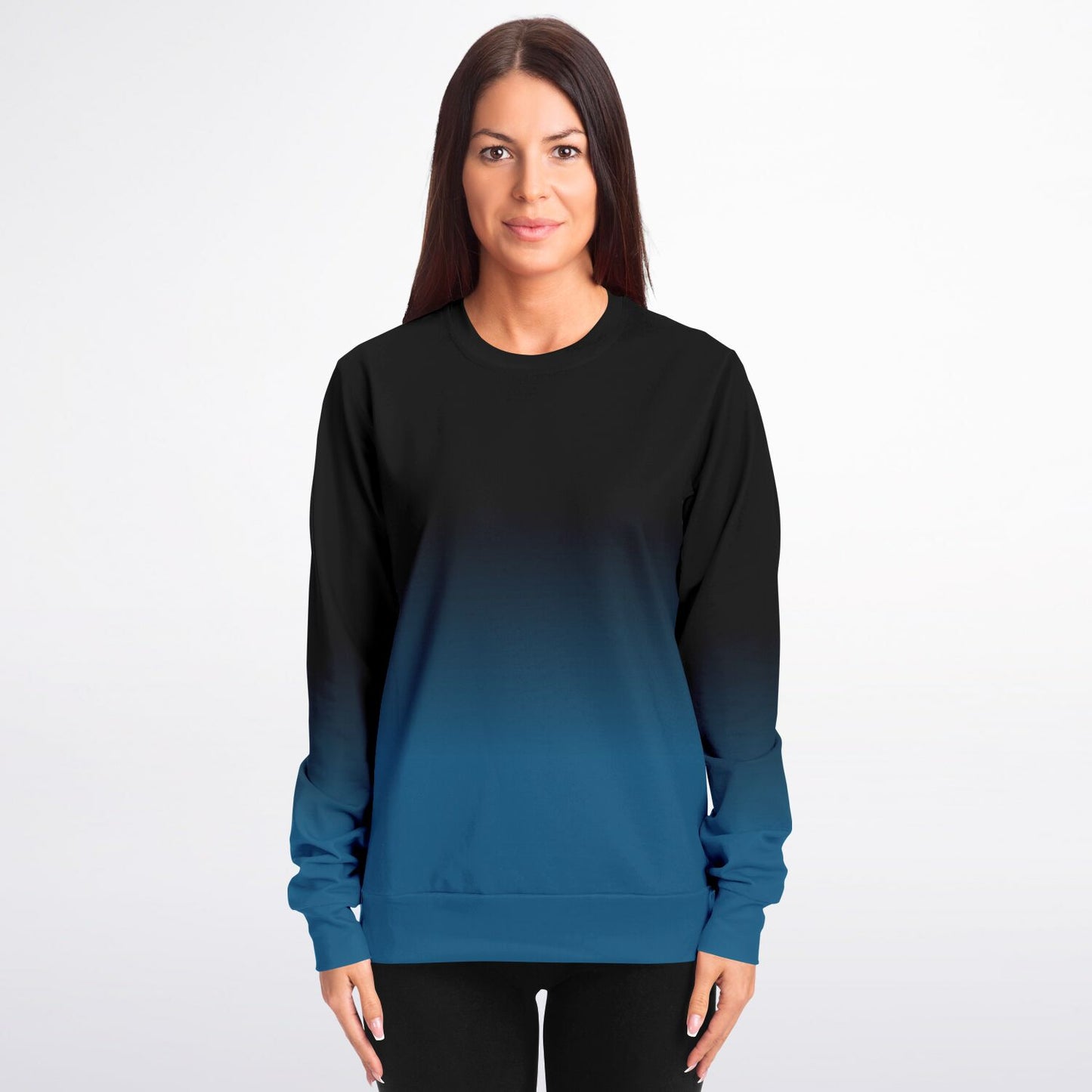 Black Blue Ombre Sweatshirt Cotton, Tie Dye Gradient Crewneck Fleece Sweater Jumper Pullover Men Women Adult Aesthetic Designer Top