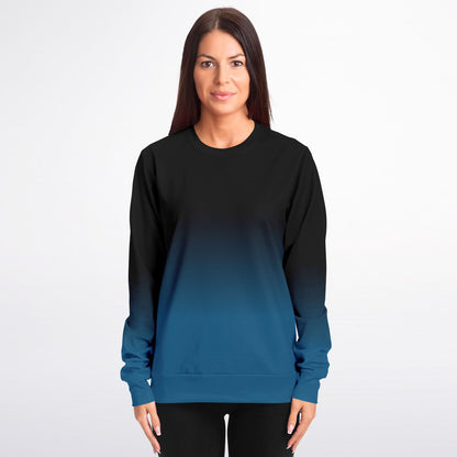 Black Blue Ombre Sweatshirt Cotton, Tie Dye Gradient Crewneck Fleece Sweater Jumper Pullover Men Women Adult Aesthetic Designer Top