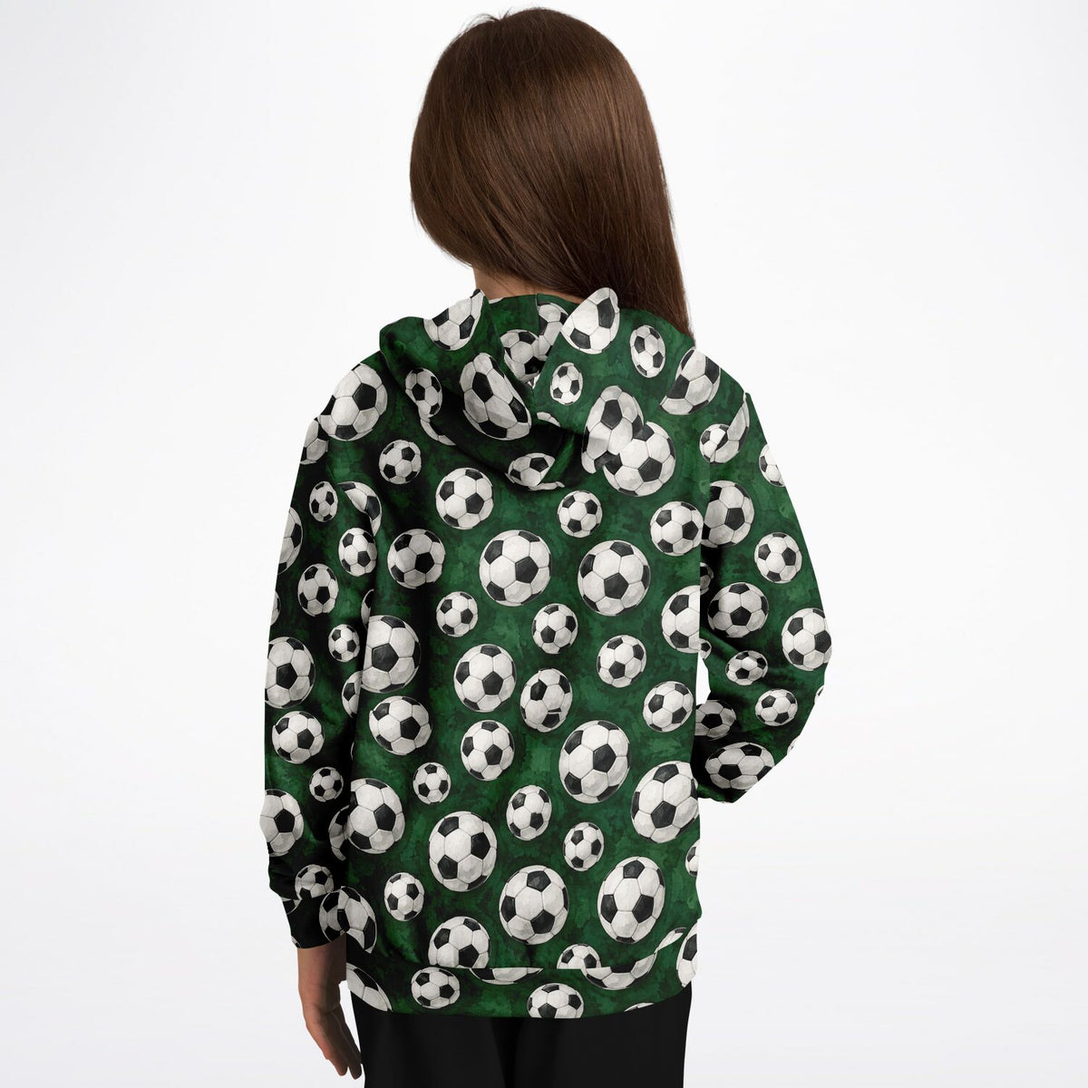 Soccer Ball Kids Pullover Hoodie, Football Green Girls Boy Toddler Youth Children Fleece Aesthetic Graphic Cotton Hooded Sweatshirt Pockets