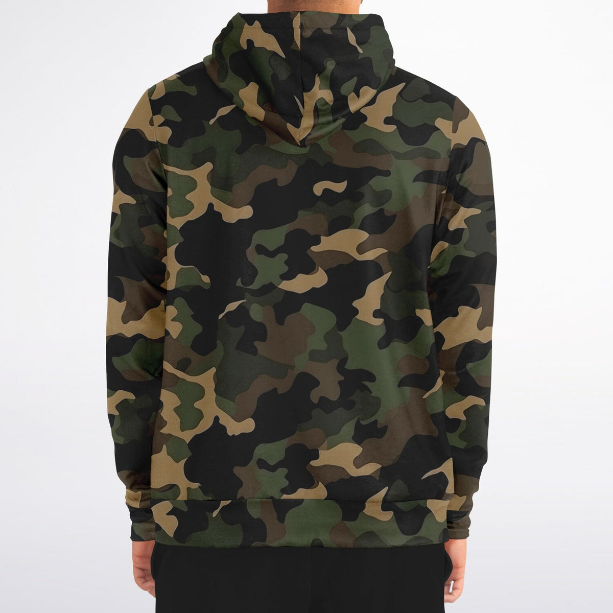 Brown Green Camo Zip Up Hoodie, Black Camouflage Full Zipper Pocket Men Women Unisex Adult Aesthetic Cotton Fleece Hooded Sweatshirt