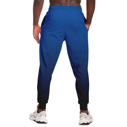 Blue Black Ombre Joggers Sweatpants Pockets, Gradient Tie Dye Women Men Female Ladies Fleece Comfy Sweats Pants Loungewear Bottoms