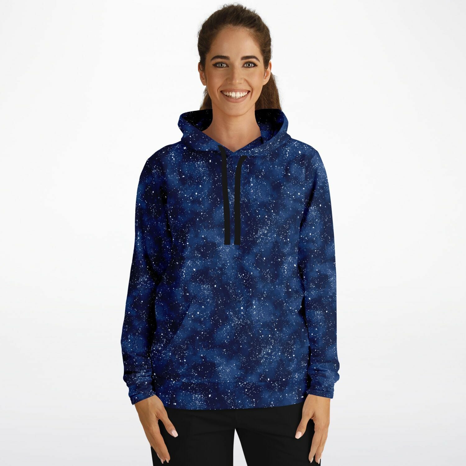 Blue Galaxy Hoodie, Navy Space Stars Pullover Men Women Adult Aesthetic Graphic Cotton Hooded Sweatshirt with Pockets Designer Plus Size - Starcove Fashion