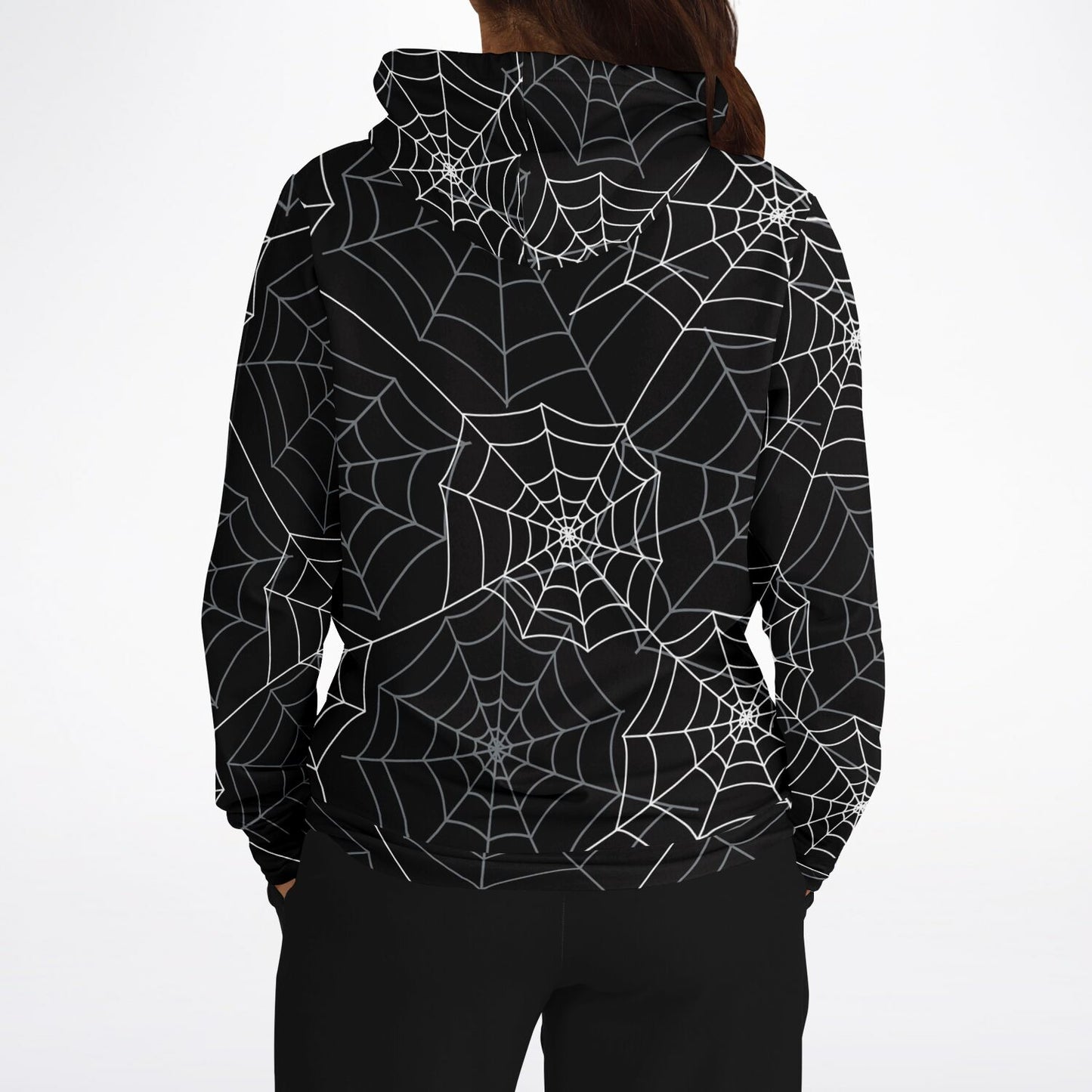 Spiderweb Hoodie, Halloween Black Creepy Pullover Men Women Adult Aesthetic Graphic Cotton Hooded Sweatshirt with Pockets Designer Plus Size