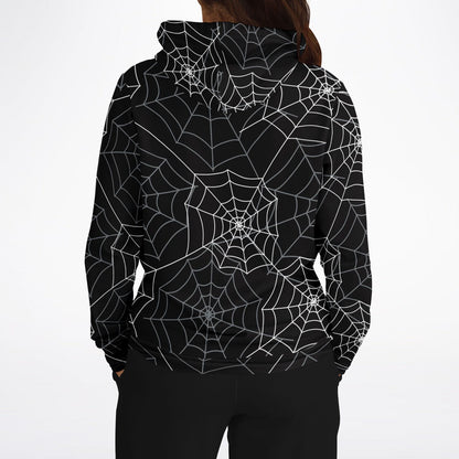 Spiderweb Hoodie, Halloween Black Creepy Pullover Men Women Adult Aesthetic Graphic Cotton Hooded Sweatshirt with Pockets Designer Plus Size