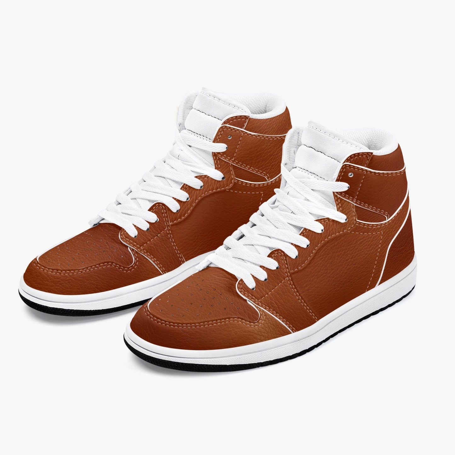 Brown Tan High Top Leather Shoes Sneakers, White Black Men Women Lace Up Vegan Footwear Rave Streetwear Designer Gift Idea