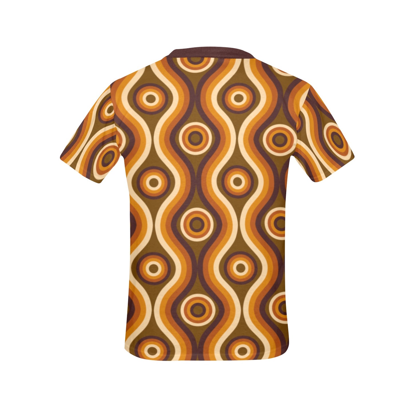 Brown Retro Vintage Women Tshirt, Striped 70s Ladies Female Designer Adult Graphic Aesthetic Fashion Fitted Crewneck Tee Shirt Plus Size Top