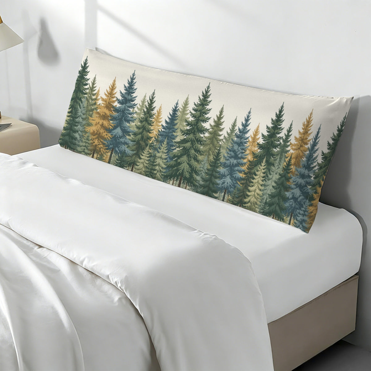Forest Evergreen Body Pillow Case, Pine Tree Woodland Nature Green Rustic Long Large Bed Accent Pillowcase Print Throw Decorative Cover
