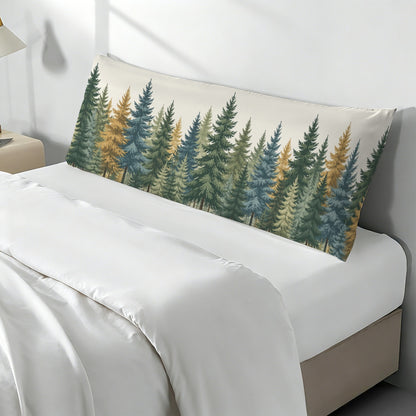 Forest Evergreen Body Pillow Case, Pine Tree Woodland Nature Green Rustic Long Large Bed Accent Pillowcase Print Throw Decorative Cover