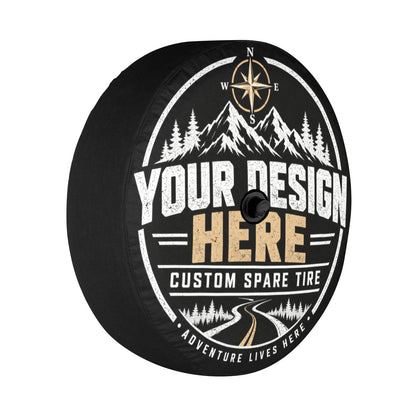 Custom Spare Tire Cover, Personalized Photo Text Logo Back Wheel Backup Camera Hole Auto Vehicle Unique Camping Design RV Back Gift