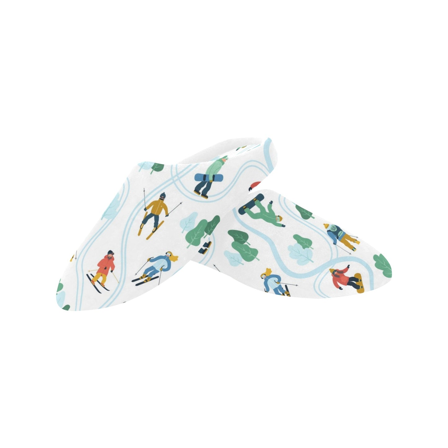 Ski Women's Slippers, Snowboard Skiing Winter Sports Ladies House Slide Cute Handmade Bedroom Warm Winter Cozy Designer Slip On Cotton Shoes