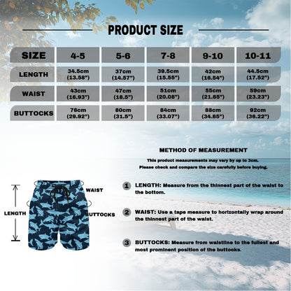 Shark Boys Beach Shorts (4-11Y), Navy Blue Quick Dry Kids Drawstring Casual Shorts Pockets Children Youth - Starcove Fashion