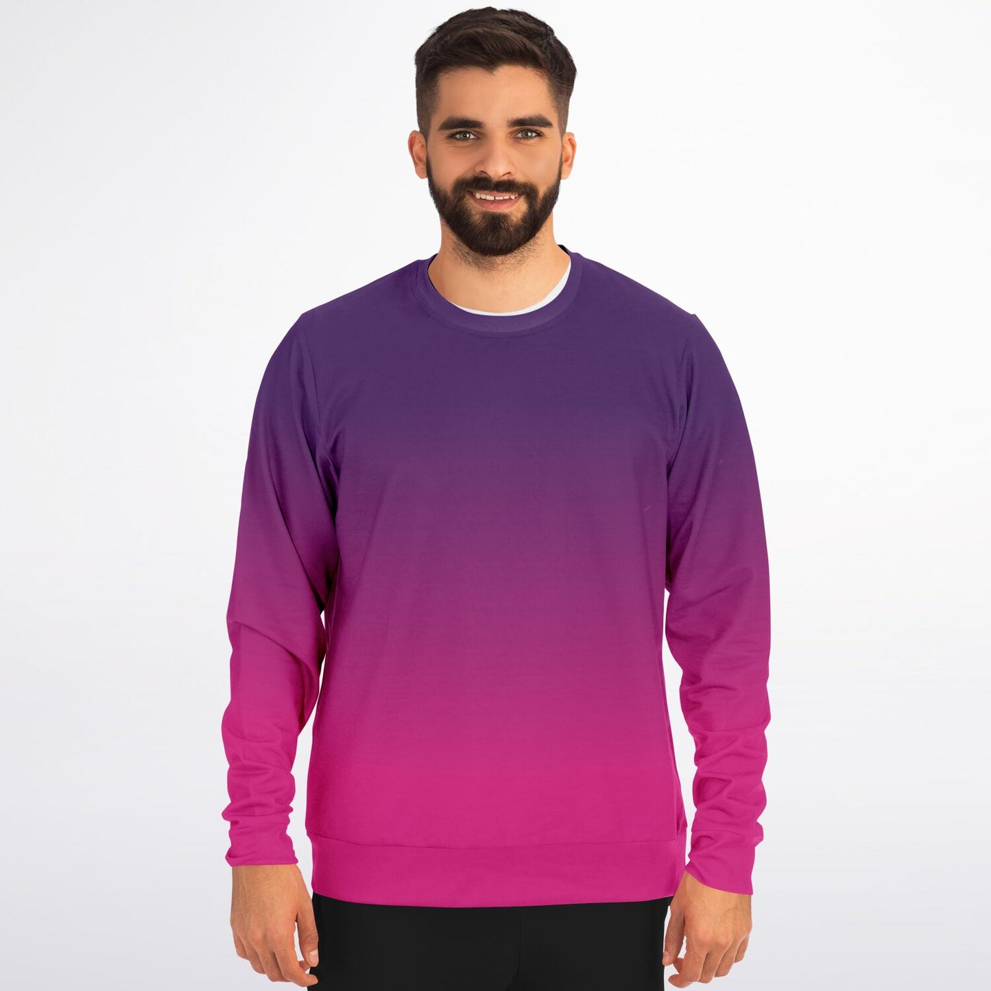 Pink Purple Ombre Sweatshirt, Gradient Tie Dye Crewneck Fleece Cotton Sweater Jumper Pullover Men Women Adult Aesthetic Designer Top