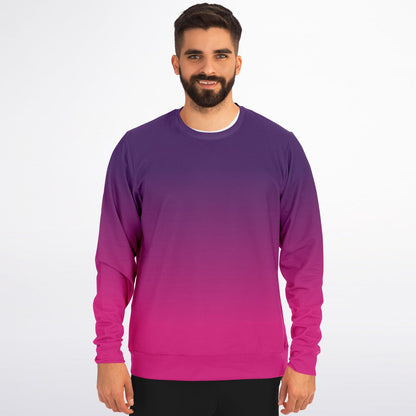 Pink Purple Ombre Sweatshirt, Gradient Tie Dye Crewneck Fleece Cotton Sweater Jumper Pullover Men Women Adult Aesthetic Designer Top