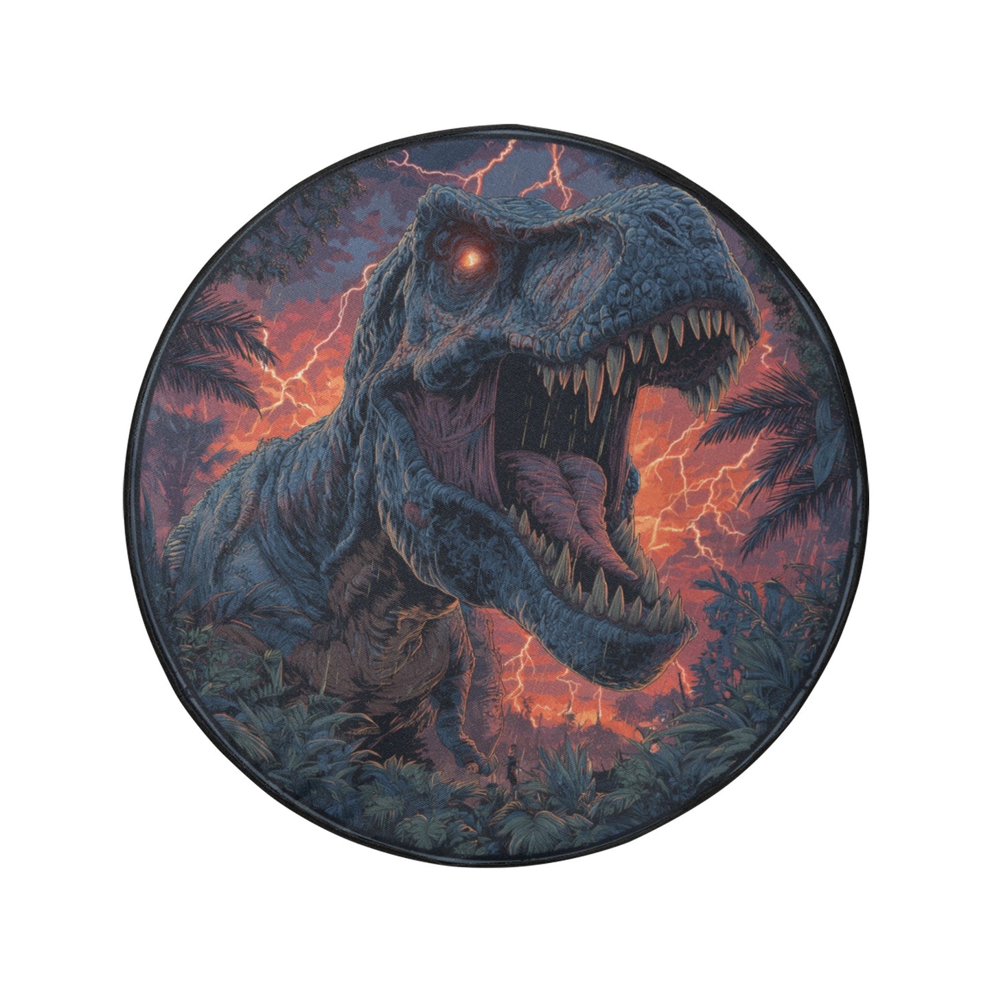 Dinosaur Flag Spare Tire Cover, Dino Trex Jungle Backup Camera Hole Wheel Unique RV Extra Back Cars Men Women Trailer Campers Motorhome