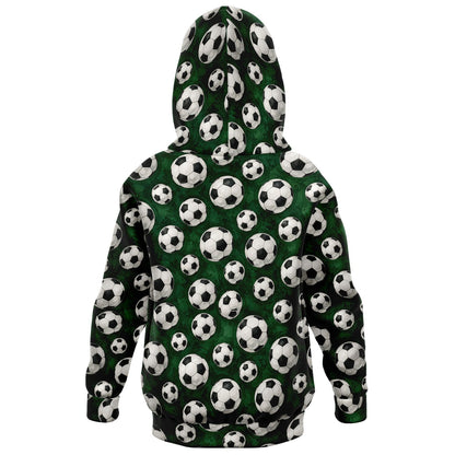 Soccer Ball Kids Pullover Hoodie, Football Green Girls Boy Toddler Youth Children Fleece Aesthetic Graphic Cotton Hooded Sweatshirt Pockets