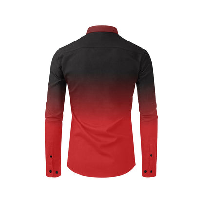 Black Red Ombre Long Sleeve Men Button Up Shirt, Gradient Tie Dye Two – Starcove Fashion