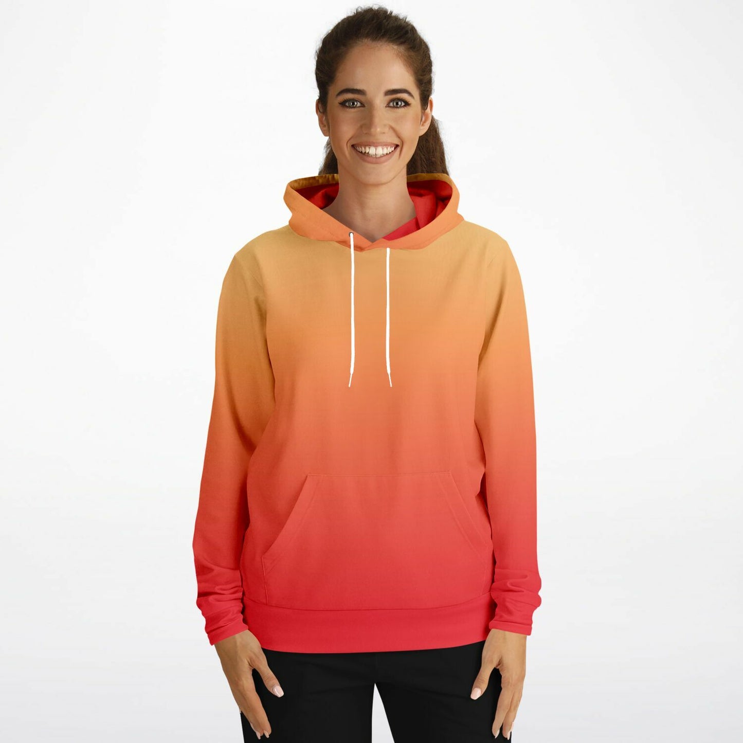 Red Orange Yellow Ombre Hoodie, Gradient Tie Dye Pullover Men Women Aesthetic Graphic Cotton Hooded Sweatshirt Pockets Designer Plus Size