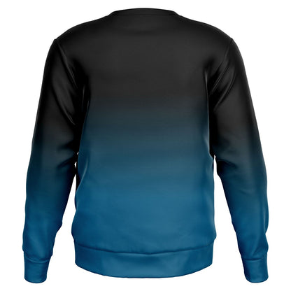 Black Blue Ombre Sweatshirt Cotton, Tie Dye Gradient Crewneck Fleece Sweater Jumper Pullover Men Women Adult Aesthetic Designer Top