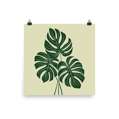 Monstera Leaves Poster, Line Drawing Green Minimalist Retro Vintage Print Picture Wall Art Vertical Artwork Small Large Decor Paper Starcove Fashion