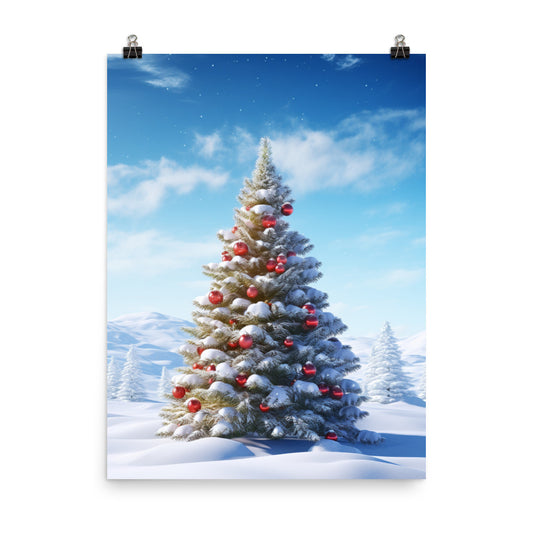 Christmas Tree Poster Print, Lights Snow Xmas Photo Wall Art Vertical Horizontal Travel Paper Artwork Small Large Cool Room Office Decor Starcove Fashion