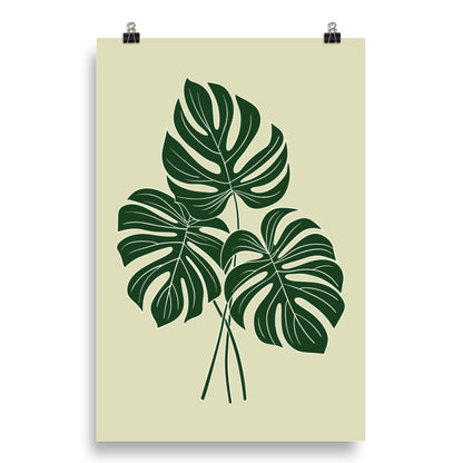 Monstera Leaves Poster, Line Drawing Green Minimalist Retro Vintage Print Picture Wall Art Vertical Artwork Small Large Decor Paper Starcove Fashion