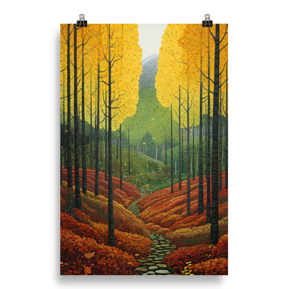 Fall Autumn Leaves Poster Print, Forest Pointillism Picture Wall Image Art Vertical Paper Artwork Small Large Cool Room Office Decor Starcove Fashion
