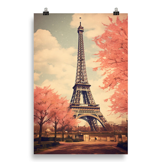 Paris Poster Print, Eifel Tower France Vintage Picture Photo Wall Image Art Vertical Travel Paper Artwork Small Large Cool Room Office Decor Starcove Fashion