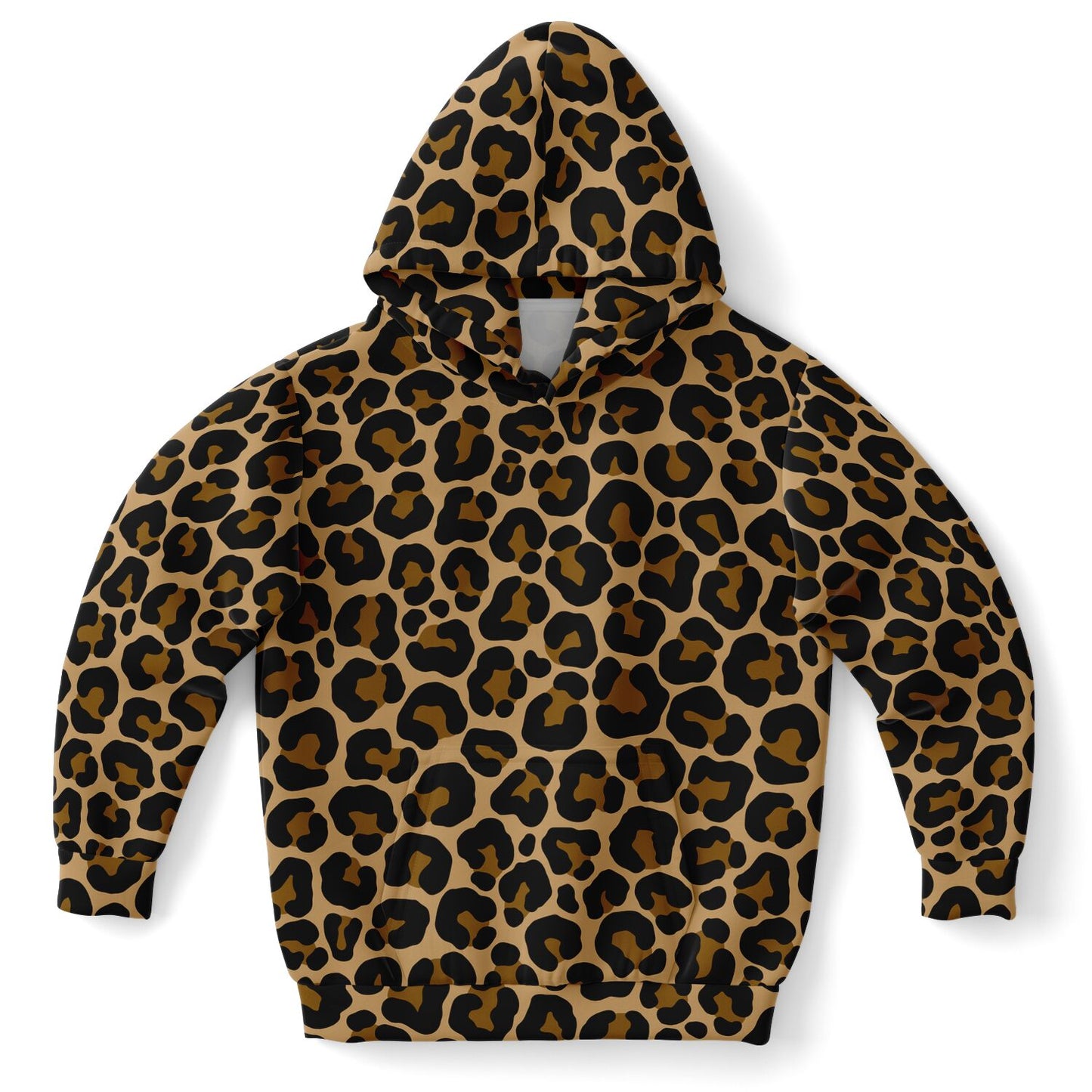 Leopard Kids Pullover Hoodie, Animal Cheetah Brown Print Girls Boy Toddler Youth Children Fleece Cozy Cotton Hooded Sweatshirt Pockets