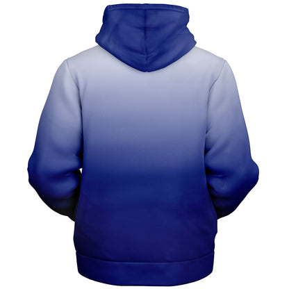 Blue White Ombre Zip Up Fleece Lined Hoodie, Tie Dye Gradient Heavyweight Full Zipper Pocket Men Women Unisex Hooded Sweatshirt Jacket
