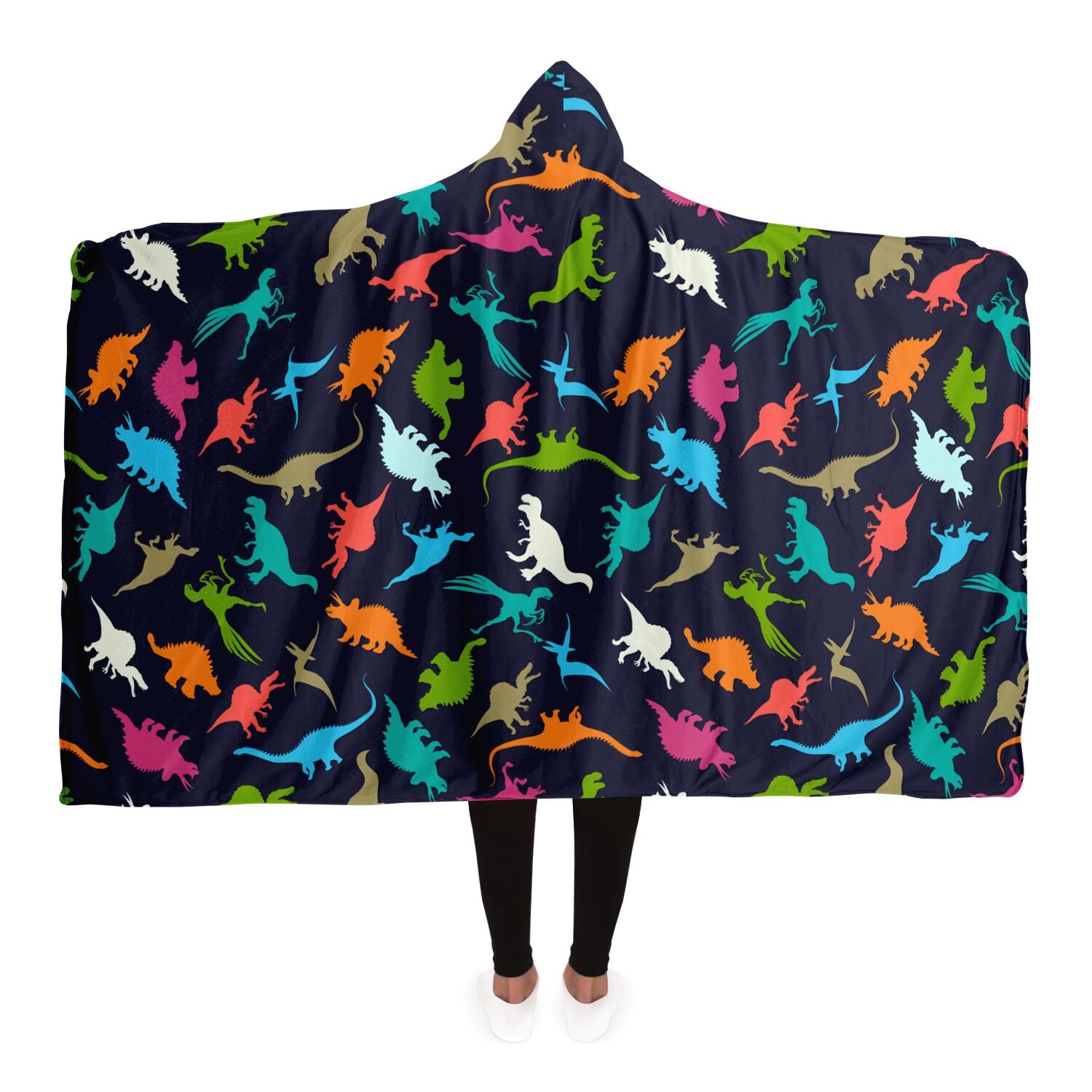 Dinosaurs Hooded Blanket, Dino Sherpa Fleece Soft Fluffy Cozy Warm Adult Men Women Kids Large Giant Wearable with Hood Gift Starcove Fashion