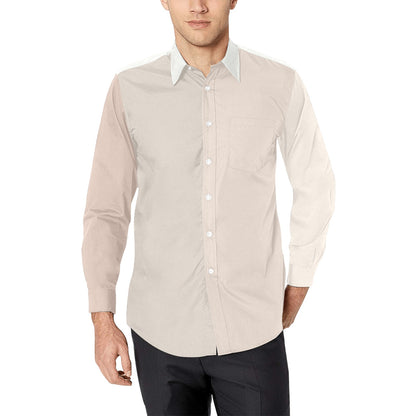 mens cream dress shirt Color Block Long Sleeve Men Button Up Shirt, Brown Beige Cream Pastel – Starcove Fashion