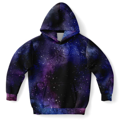 Galaxy Space Kids Pullover Hoodie, Purple Stars Universe Girls Boy