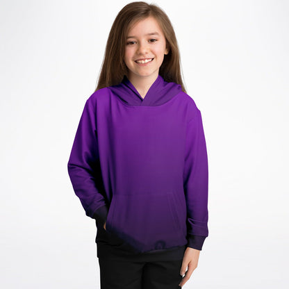 Black Purple Ombre Kids Pullover Hoodie, Tie Dye Gradient Girls Boy Toddler Youth Children Fleece Cozy Cotton Hooded Sweatshirt with Pockets