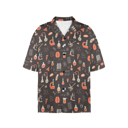 Science Geek Women Hawaiian shirt, Medicine Nerdy Labo Summer Tropical Print Vintage Hawaii Aloha Button Up Down Plus Size Ladies Blouse - Starcove Fashion