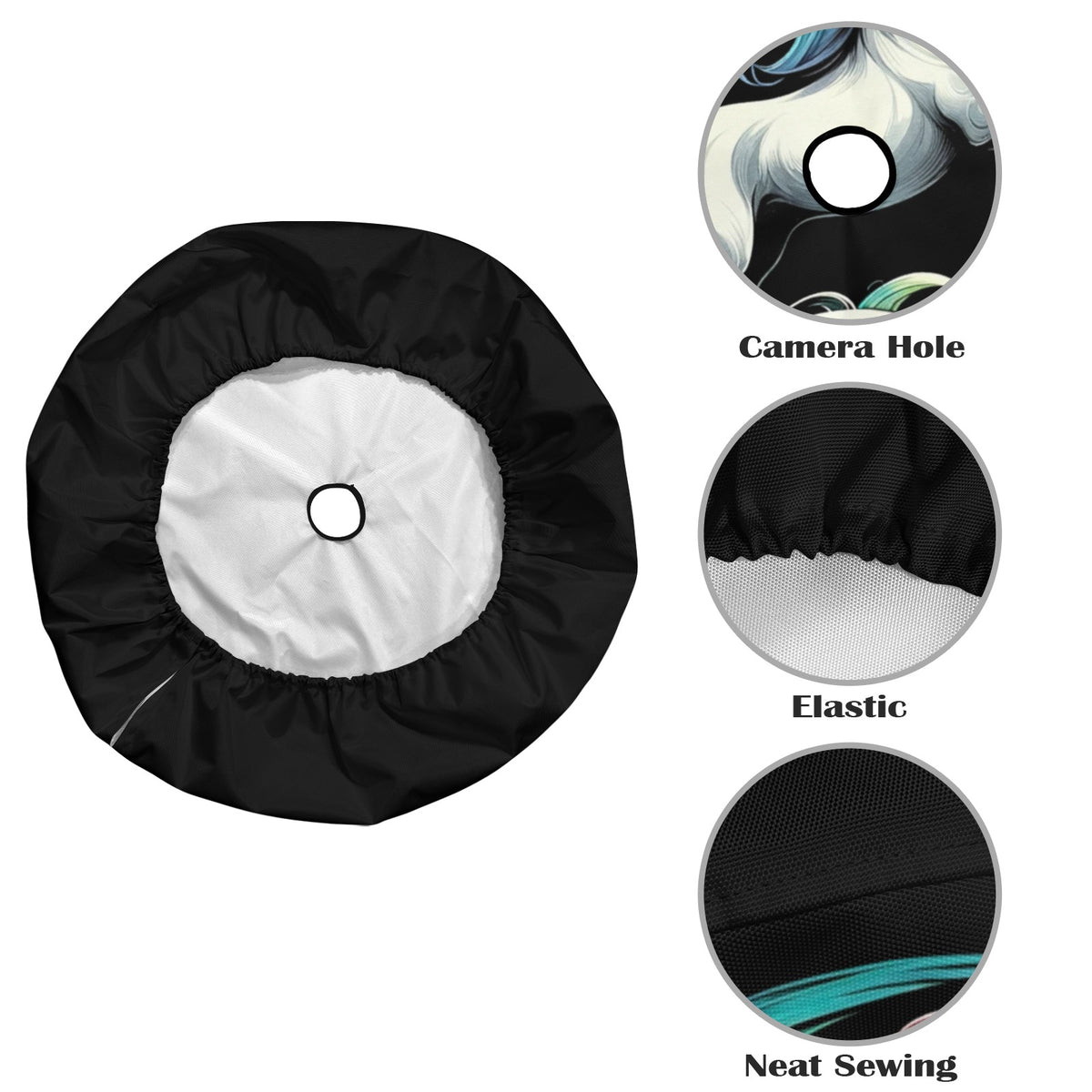 Unicorn Horse Spare Tire Cover, Rainbow Cool Backup Camera Hole Rear Spare Extra Wheel Unique RV Back Cars RV Men Women Trailer Campers - Starcove Fashion