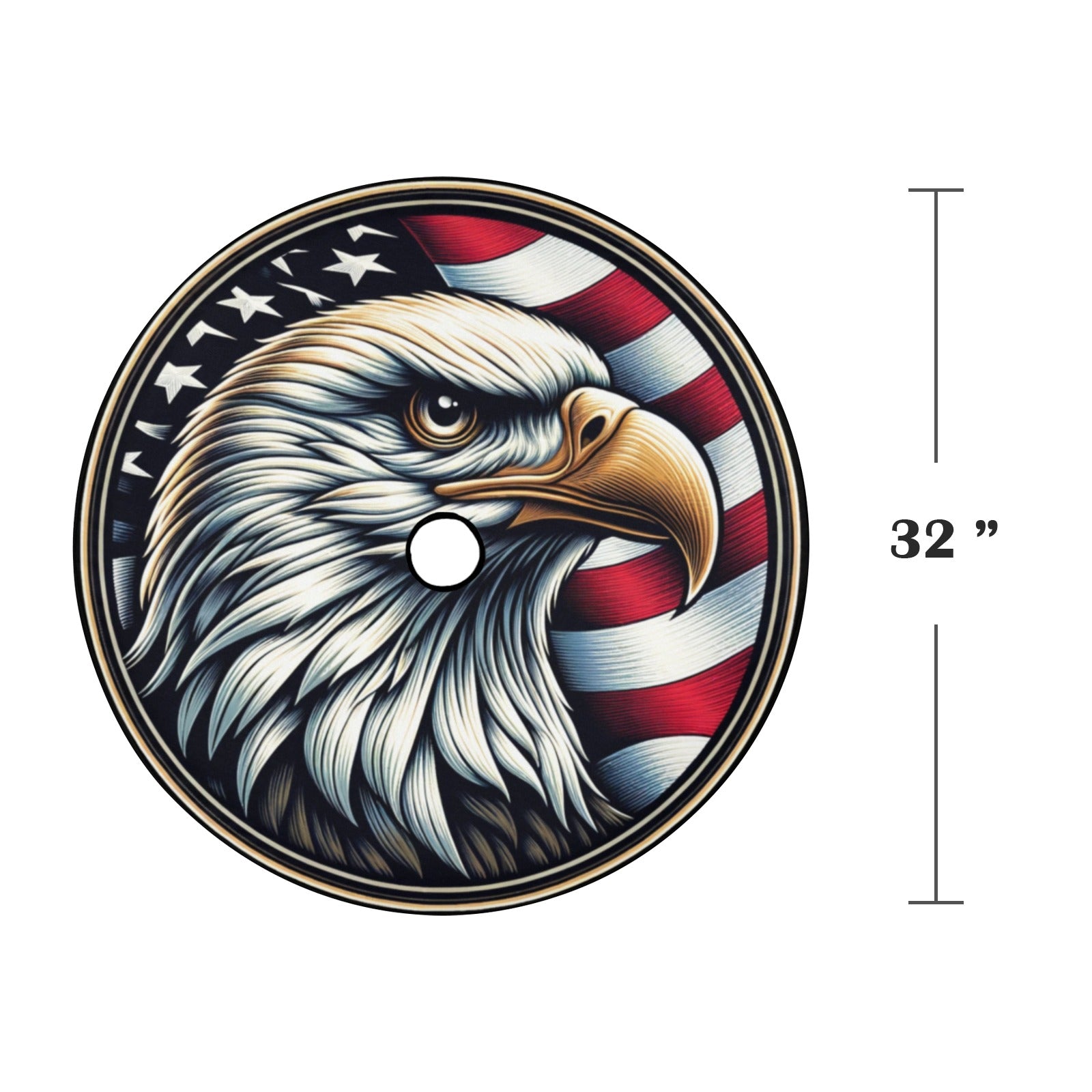 Bald Eagle Head Spare Tire Cover, American Flag USA Patriotic Backup C