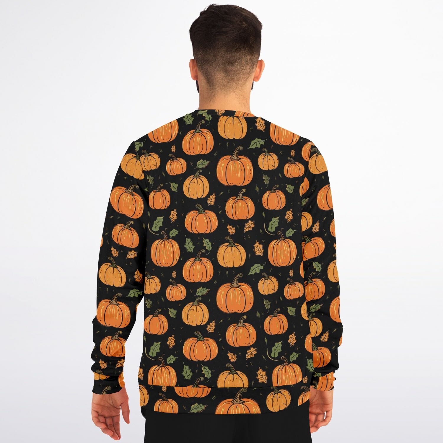 Pumpkins Sweatshirt, Fall Autumn Leaves Halloween Graphic Crewneck Cotton Sweater Jumper Pullover Men Women Adult Aesthetic Designer Top Starcove Fashion