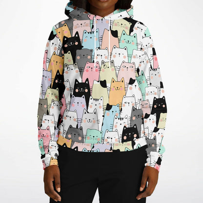 Cats Hoodie, Kittens Animal Pullover Men Women Adult Aesthetic Graphic Cotton Hooded Sweatshirt with Pockets Designer Plus Size