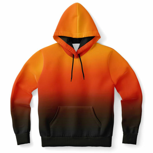 Black and Orange Ombre Hoodie, Gradient Tie Dye Pullover Men Women Adult Aesthetic Graphic Cotton Hooded Sweatshirt with Pockets