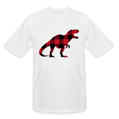 Trex Dino Tall Tshirt, Big Red Buffalo Plaid Check Dinosaur Graphic Aesthetic Crewneck Men Women Tee Top Short Sleeve Shirt - white